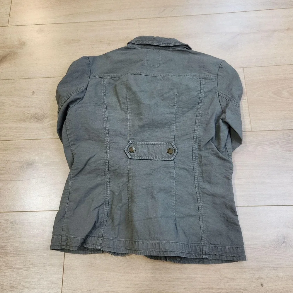 G-Star RAW Jacket Womens Large Green Cotton Military Button Pockets GS3301